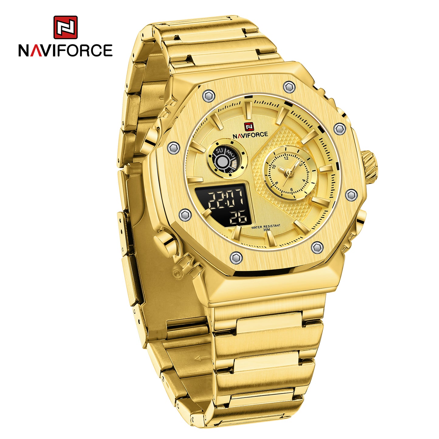 Naviforce 9216S Polygonal Men Watch - Gold