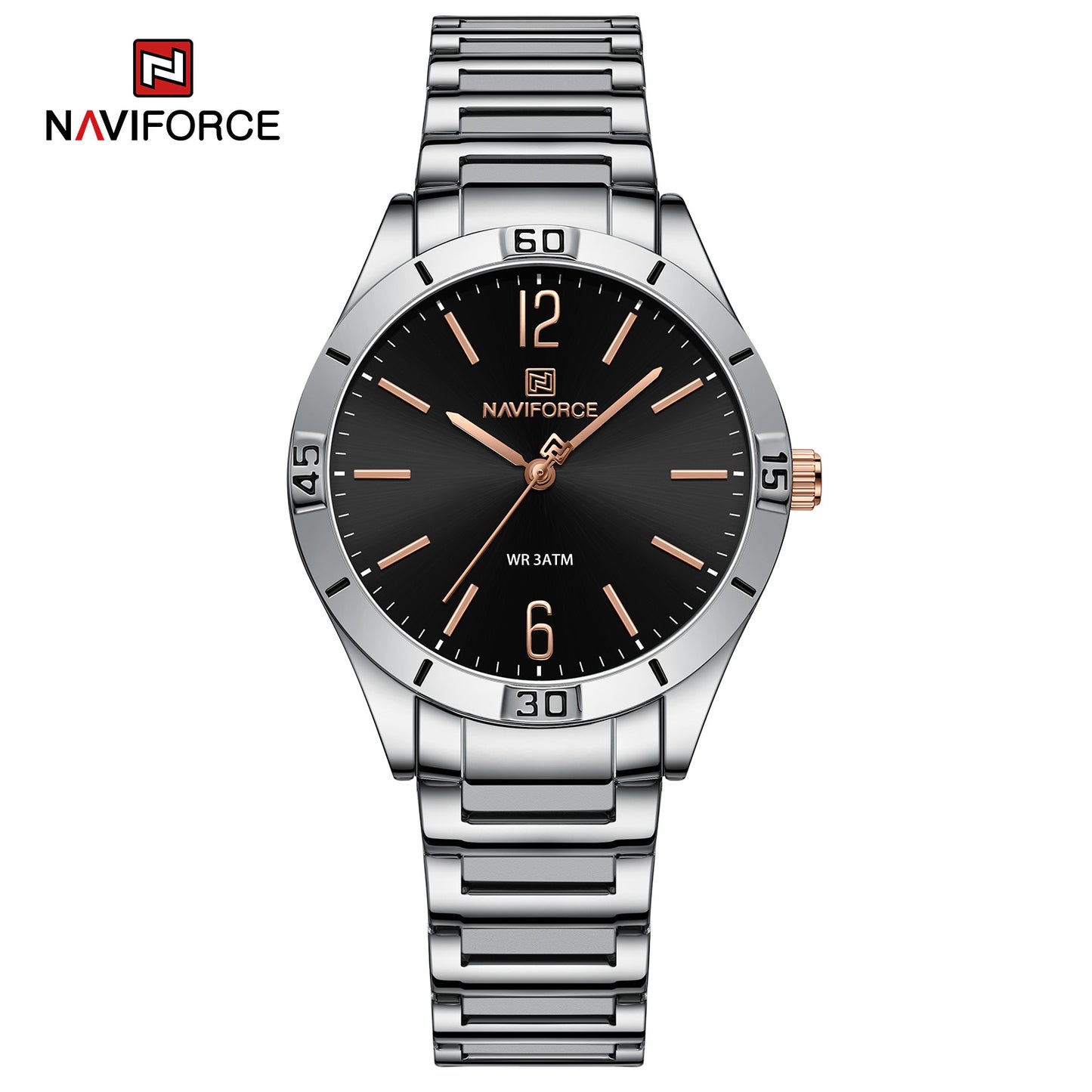 Naviforce 5029 Glamorous Women Watch - Silver Black
