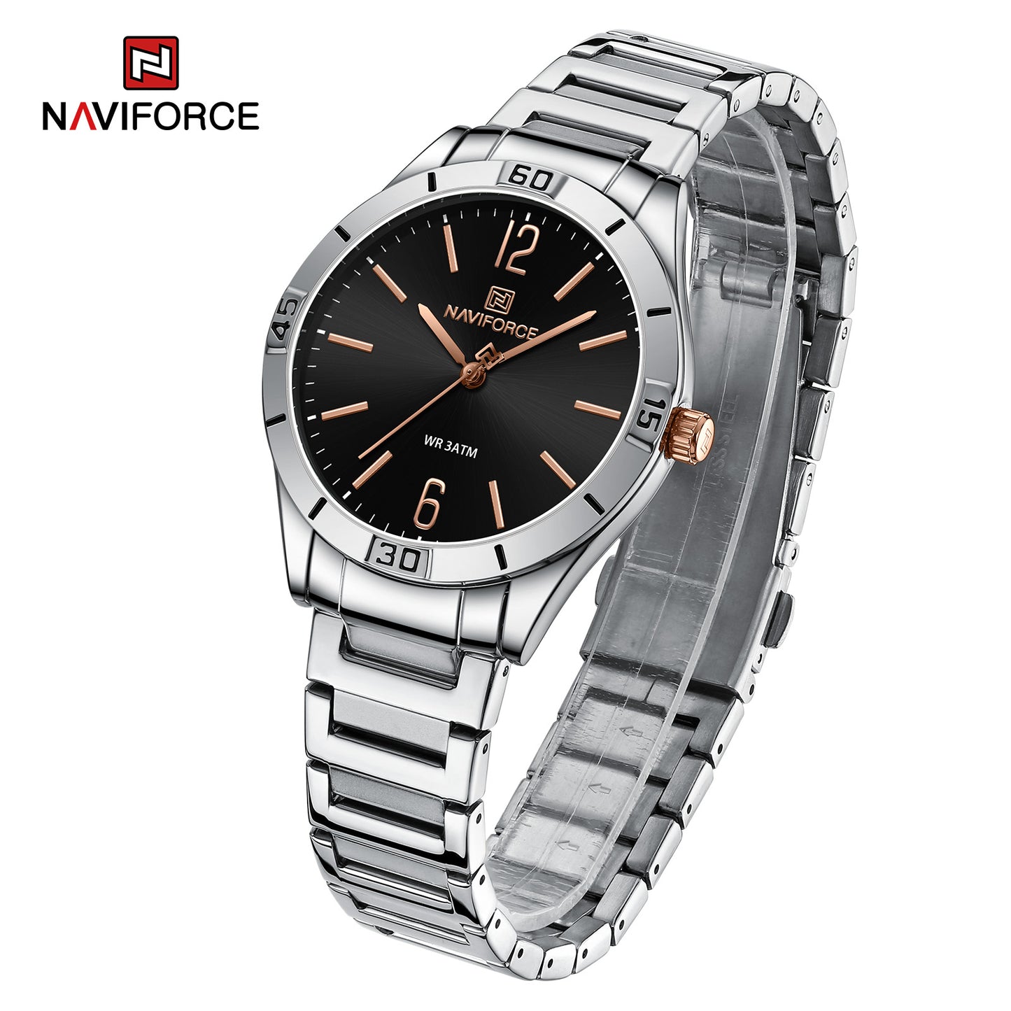 Naviforce 5029 Glamorous Women Watch - Silver Black