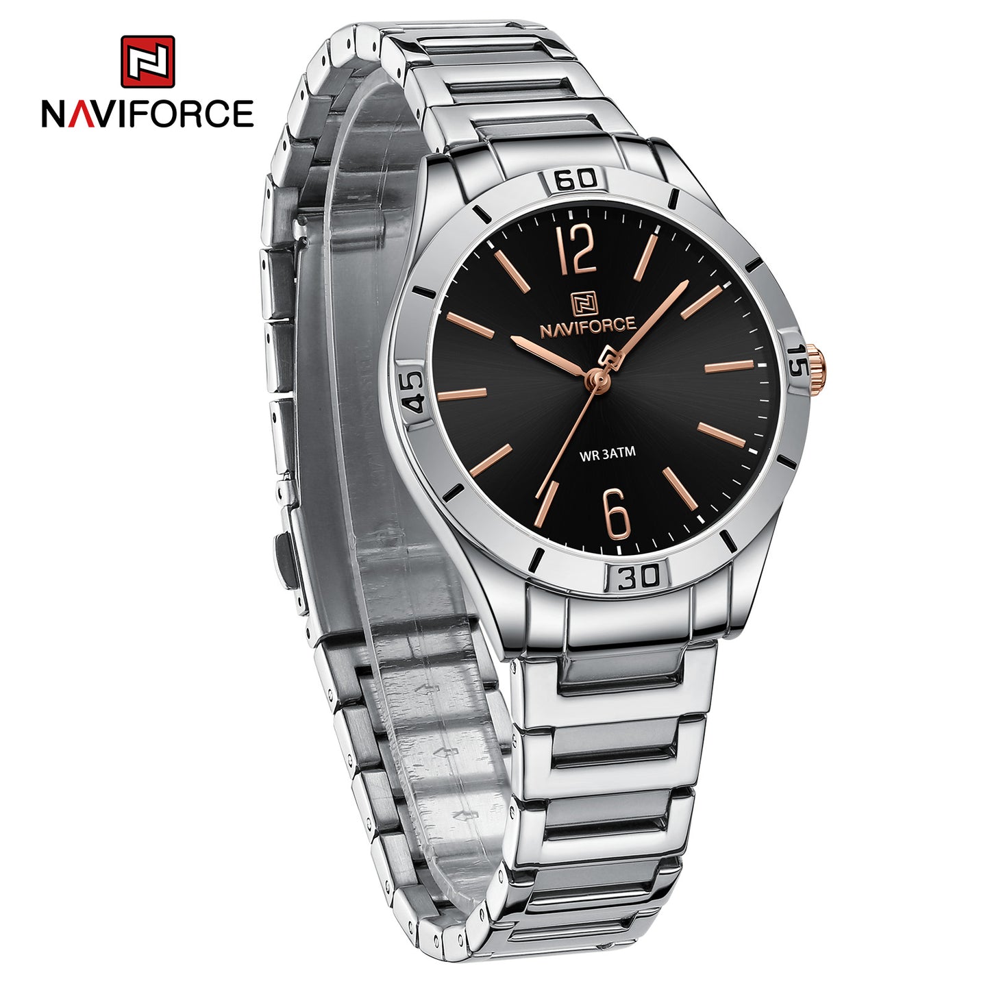 Naviforce 5029 Glamorous Women Watch - Silver Black