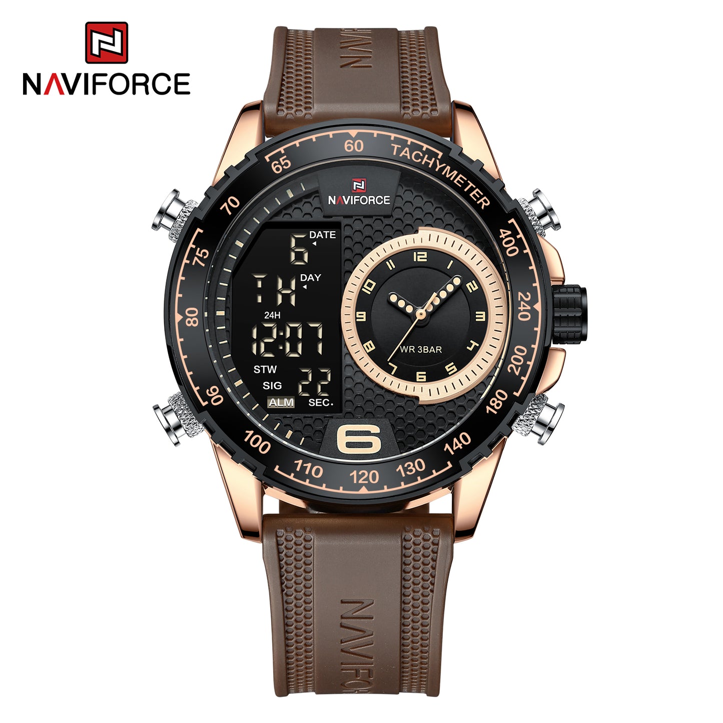 Naviforce 9199 Cyclop Silicone Men Watch - Brown