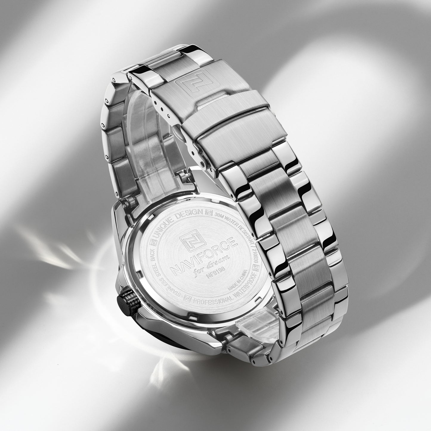 Naviforce 9198 Steamroller Men Watch -Silver Black