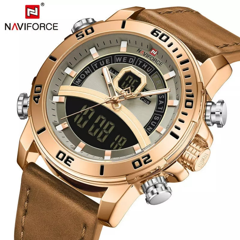 Naviforce 9181 Maverick Men Leather Watch - Brown