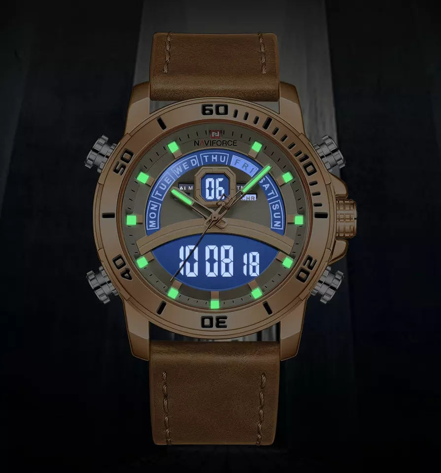 Naviforce 9181 Maverick Men Leather Watch - Brown