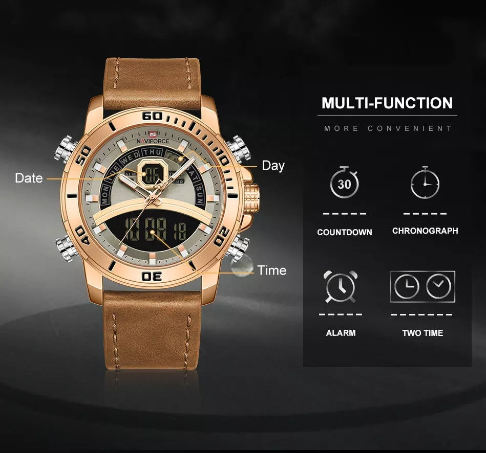 Naviforce 9181 Maverick Men Leather Watch - Brown