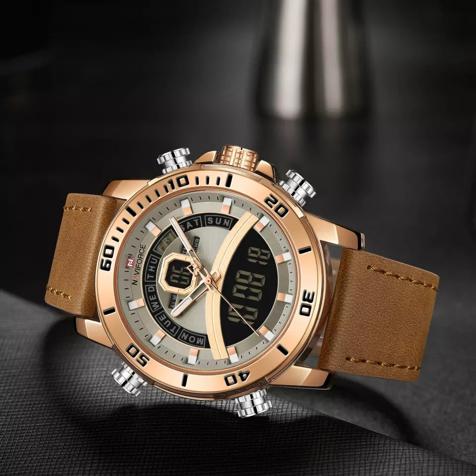 Naviforce 9181 Maverick Men Leather Watch - Brown