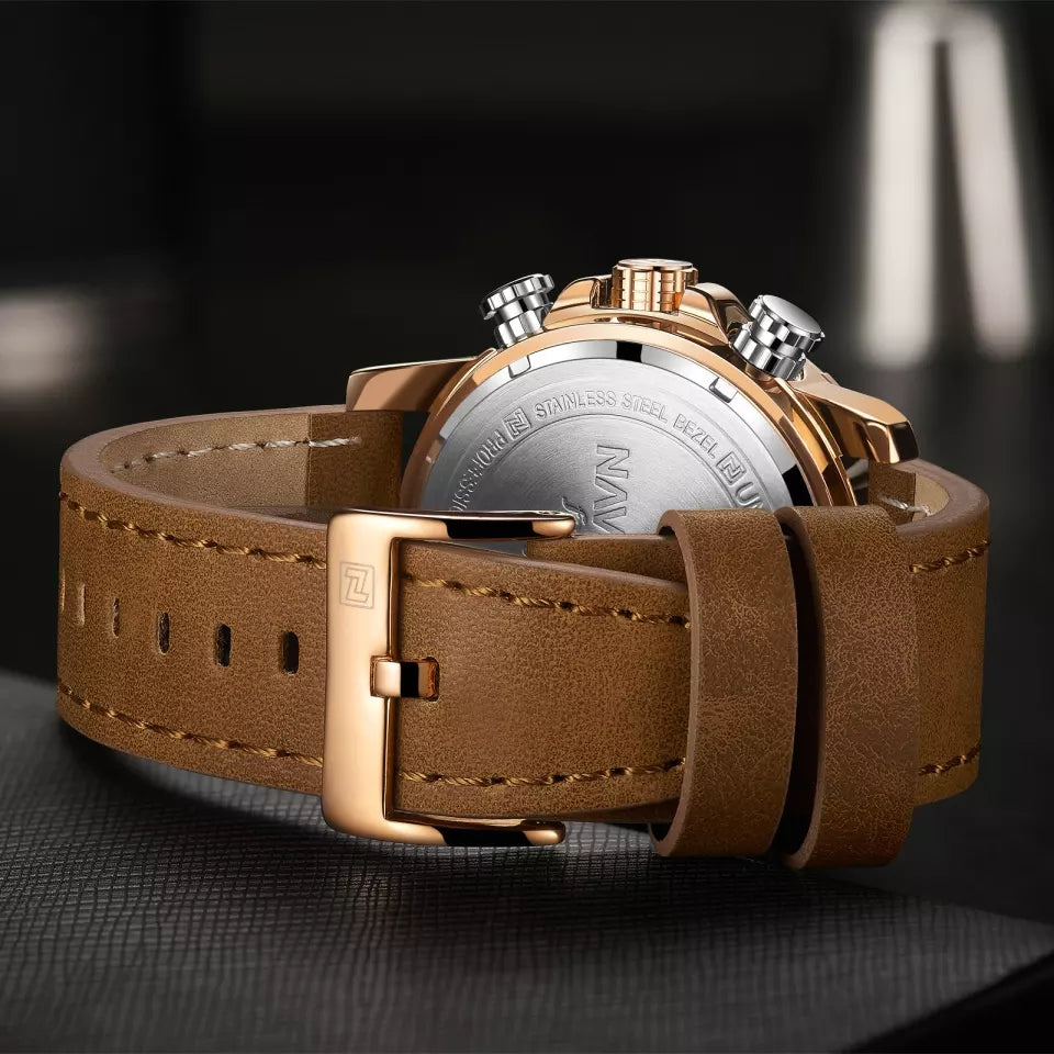 Naviforce 9181 Maverick Men Leather Watch - Brown