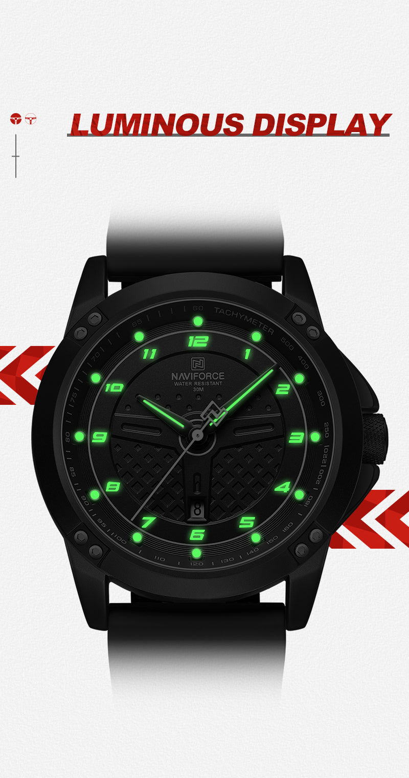 Naviforce 8031 Trendy Men Silicon Watch - Green