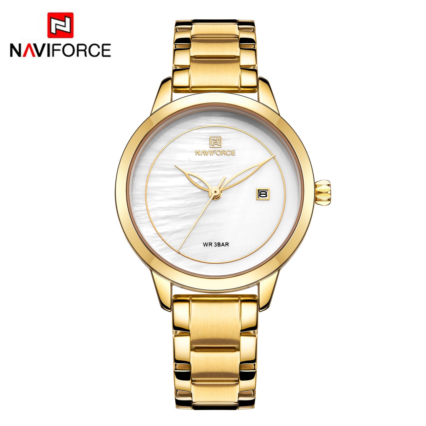 Naviforce 5008 Jade Women Watch - Gold White