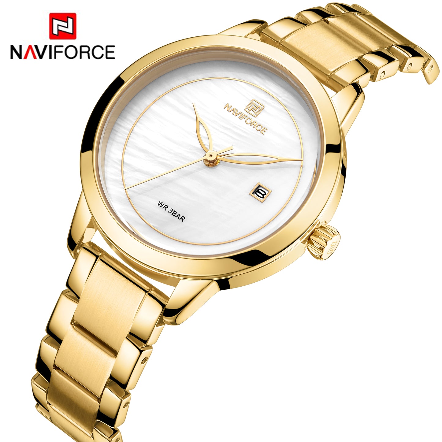 Naviforce 5008 Jade Women Watch - Gold White