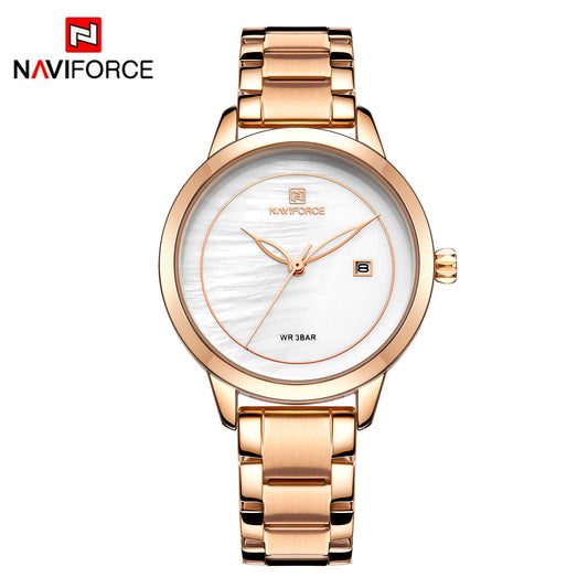 Naviforce 5008 Jade Women Watch - RoseGold White