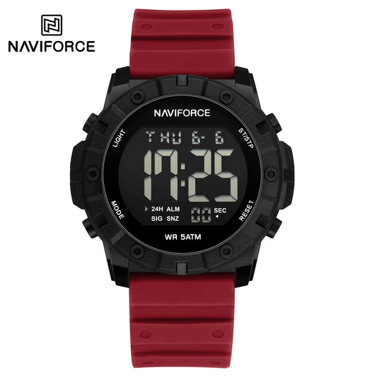 Naviforce 7110 Tonneau Sport Men Watch - Red Black