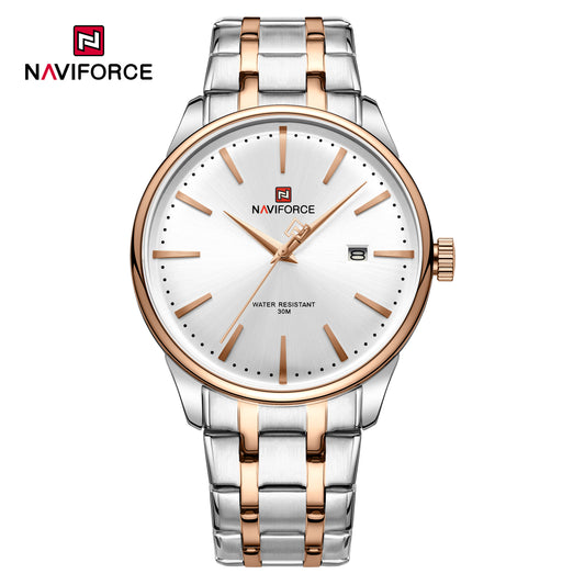 Naviforce 9230 Gamora Quartz Analog Men Watch - Silver RoseGold