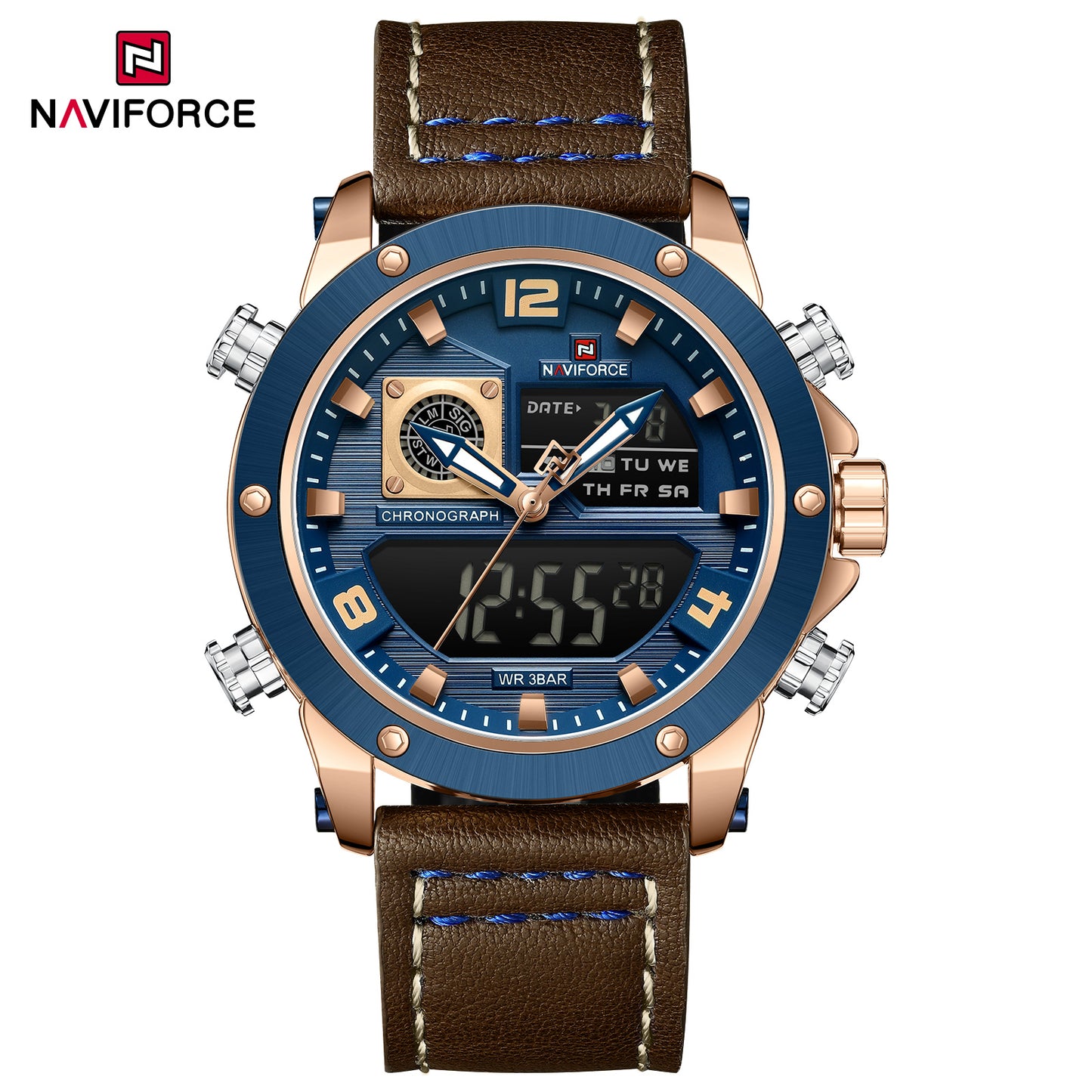 Naviforce 9236 Springbase Men Watch - Brown Blue