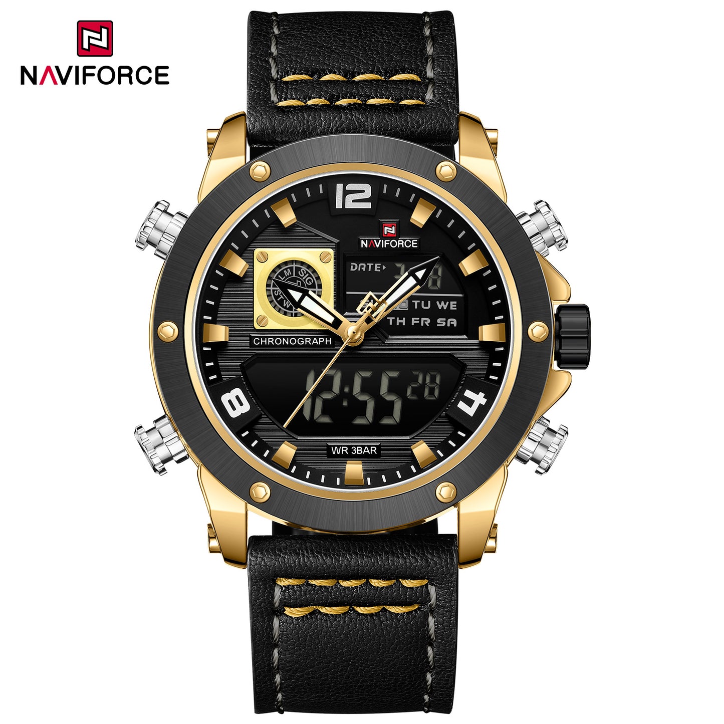 Naviforce 9236 Springbase Men Watch - Black Gold