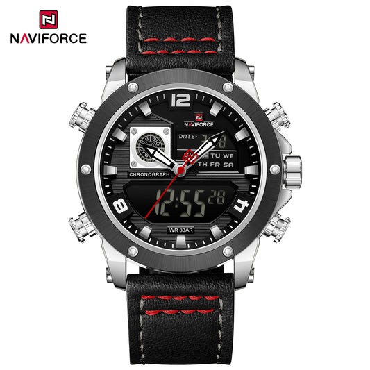 Naviforce 9236 Springbase Men Watch - Black Silver