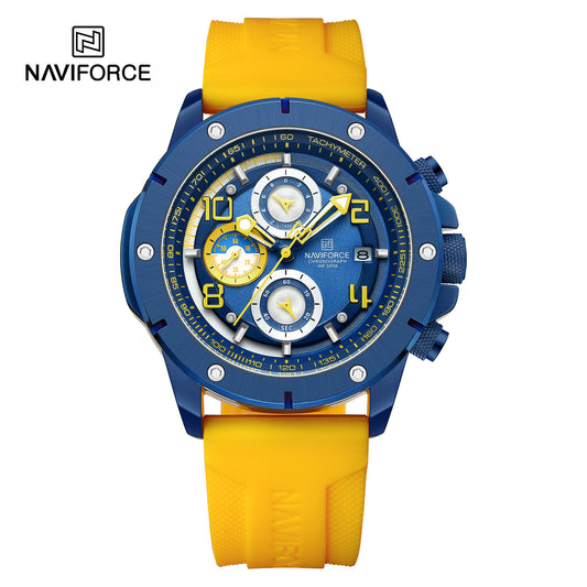 Naviforce 8034 Aviator Men Watch - Yellow Blue