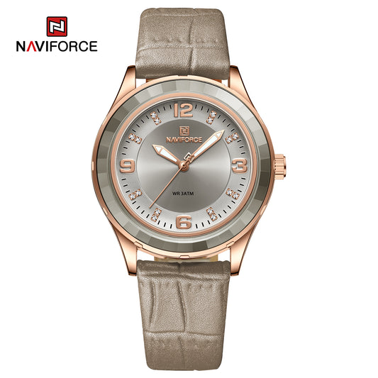 Naviforce 5040 Sensual Grey Women Leather Watch - Grey