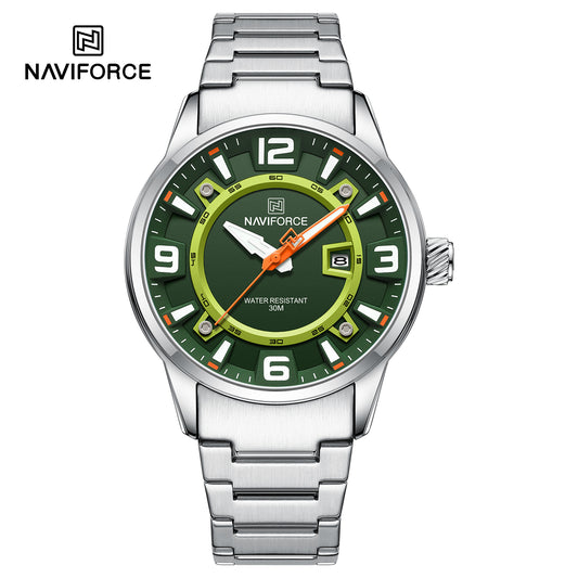 Naviforce 8044 Royal Jumbo Men Watch - Silver Green