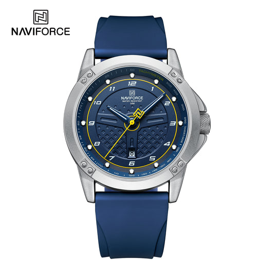 Naviforce 8031 Trendy Men Silicon Watch - Blue