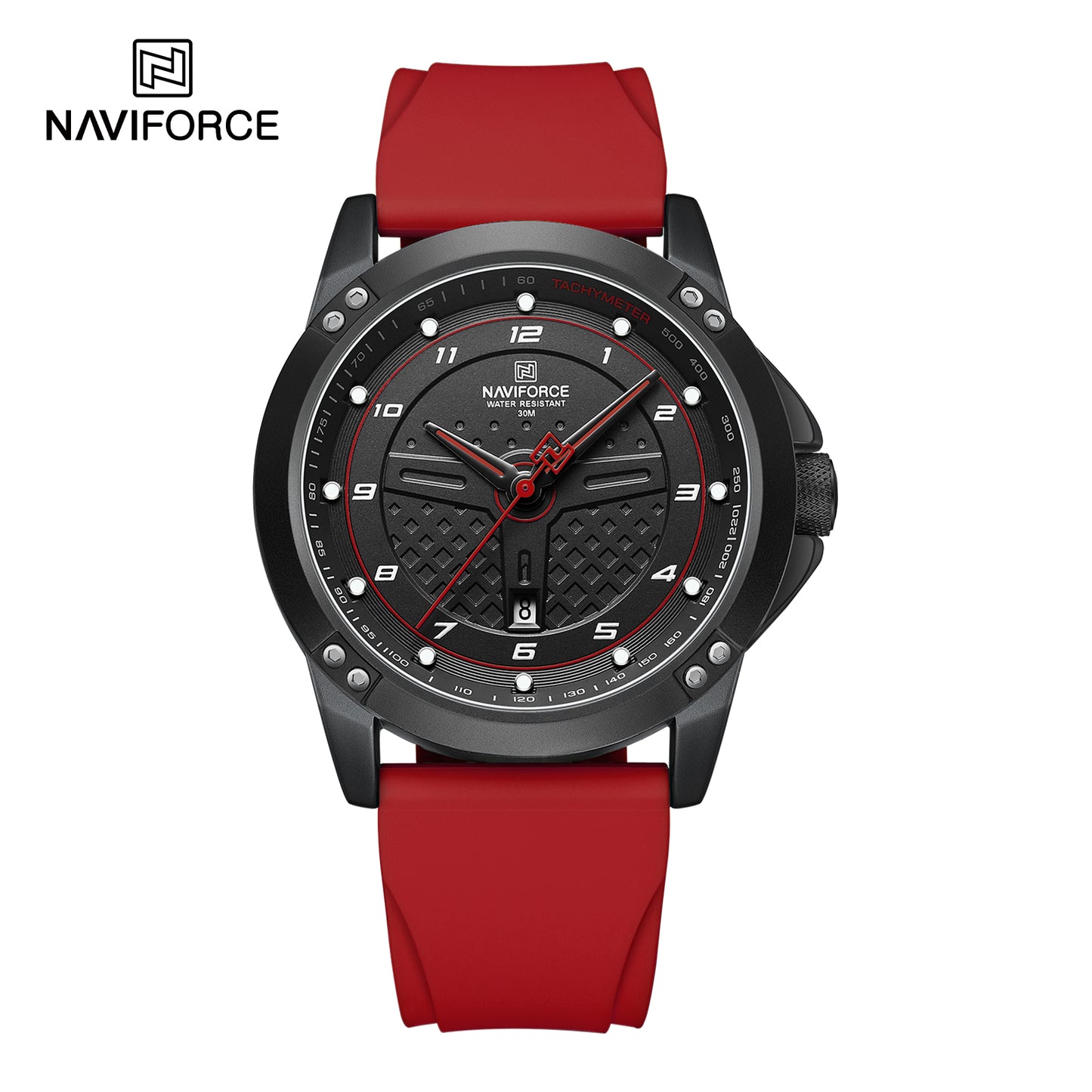 Naviforce 8031 Trendy Men Silicon Watch - Red