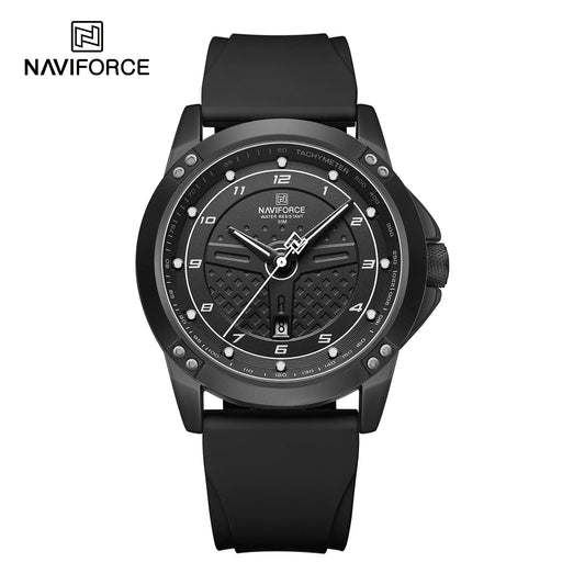 Naviforce 8031 Trendy Men Silicon Watch - Black