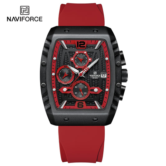 Naviforce 8025 Rotary Men Watch - Black Red