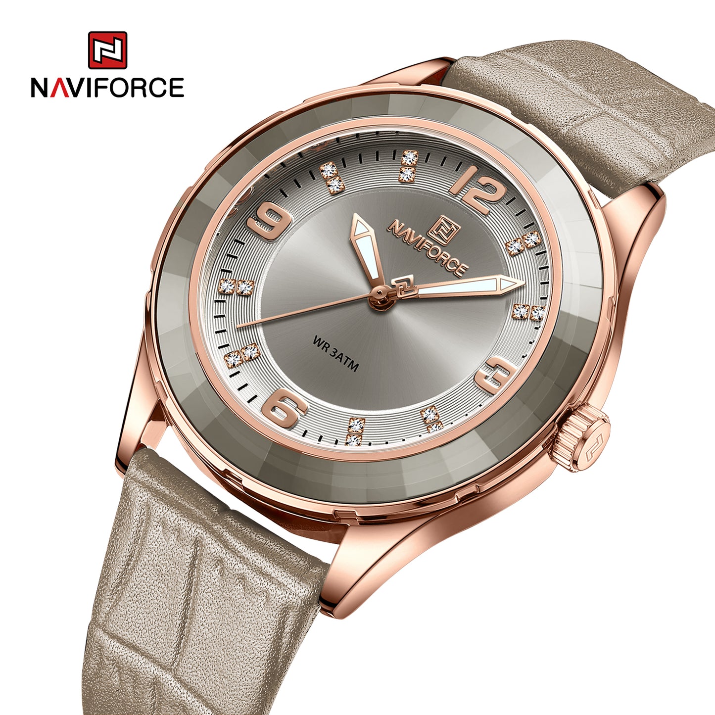 Naviforce 5040 Sensual Grey Women Leather Watch - Grey