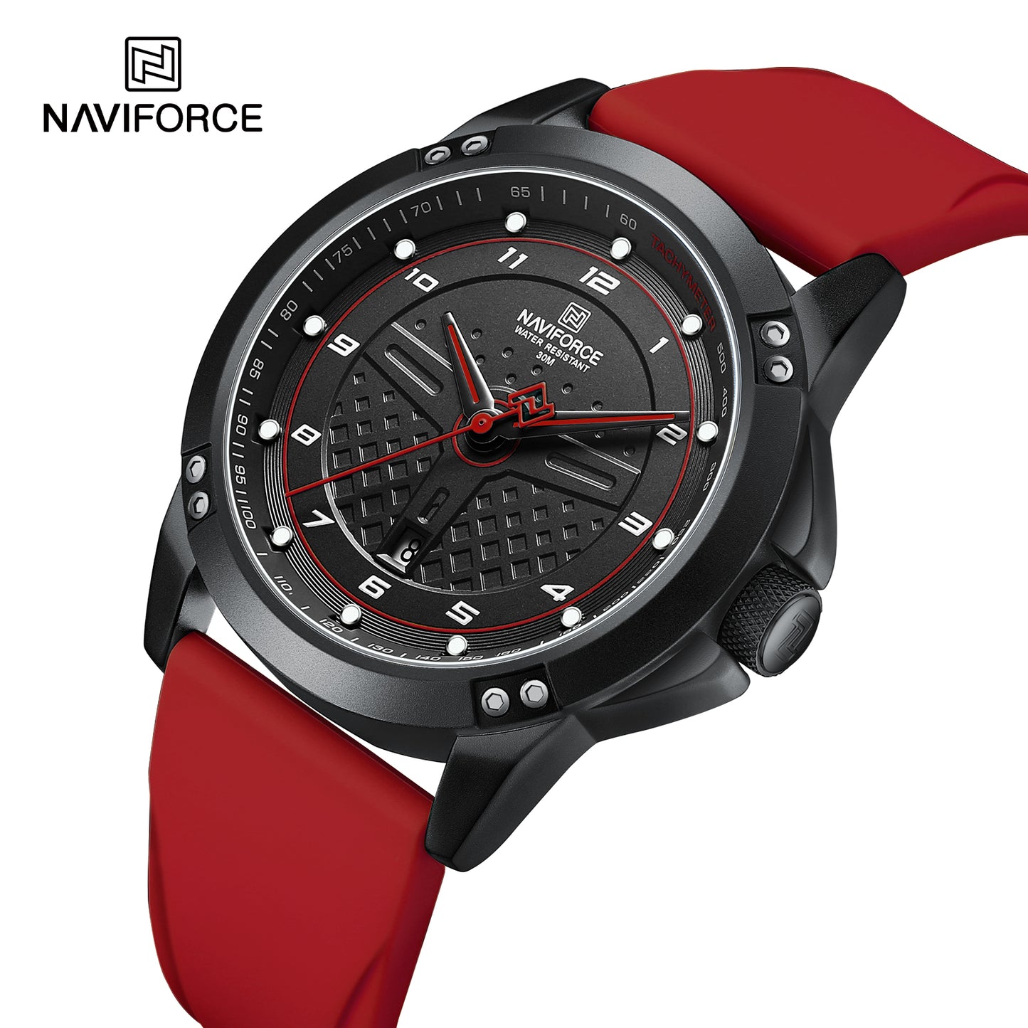 Naviforce 8031 Trendy Men Silicon Watch - Red