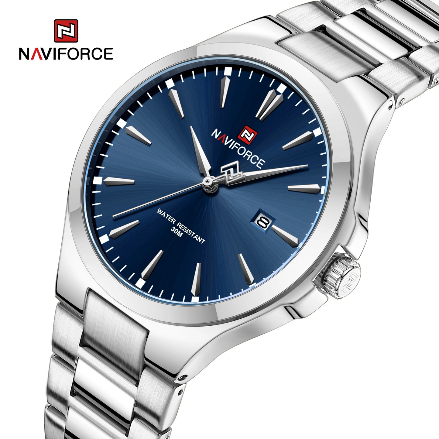 Naviforce 9214 Duze Men Watch - Silver Blue