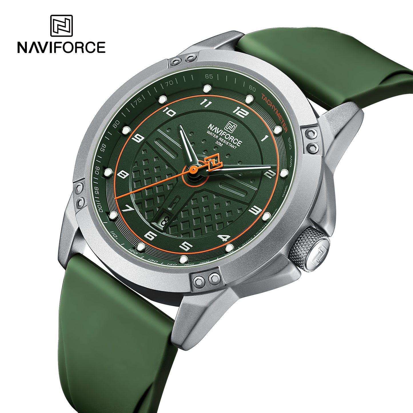 Naviforce 8031 Trendy Men Silicon Watch - Green