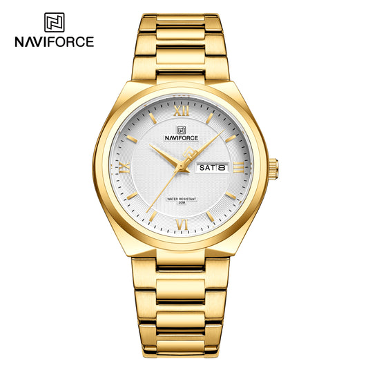 Naviforce 8030 Pinnacle Men Watch - Gold White