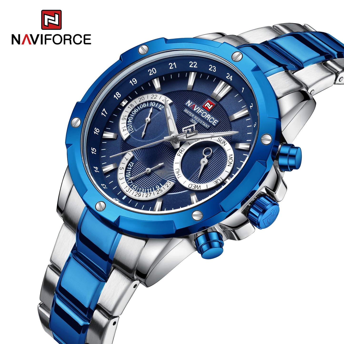 Naviforce 9196 Maestro chronograph Men Watch - Silver Blue
