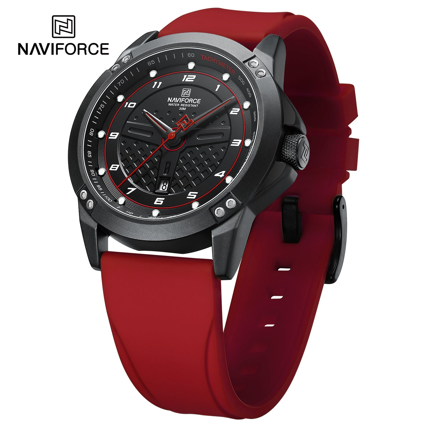 Naviforce 8031 Trendy Men Silicon Watch - Red