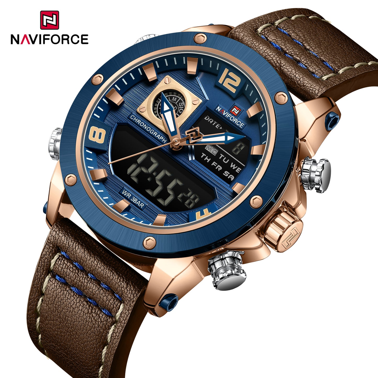 Naviforce 9236 Springbase Men Watch - Brown Blue