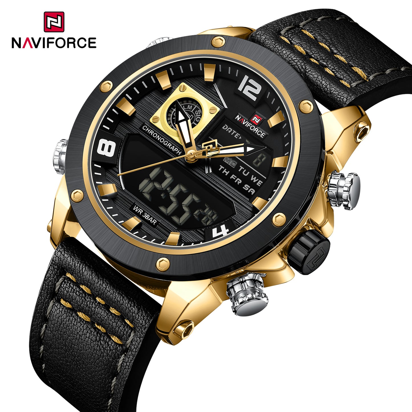 Naviforce 9236 Springbase Men Watch - Black Gold