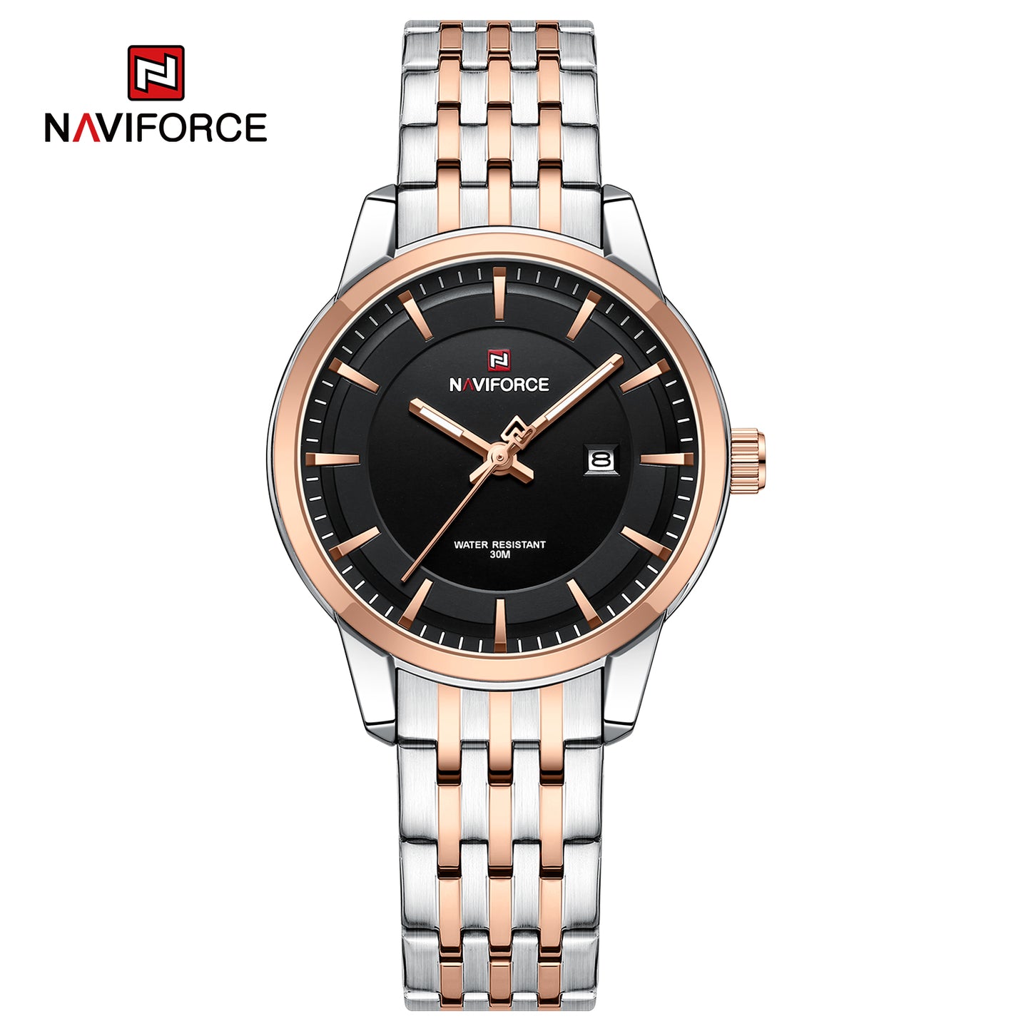 Naviforce 9228 Lume Companion Couple Watch - RoseGold Black