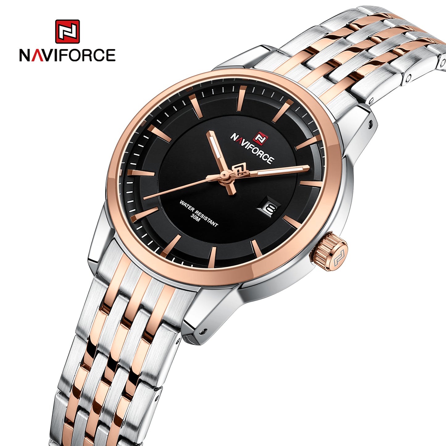 Naviforce 9228 Lume Companion Couple Watch - RoseGold Black