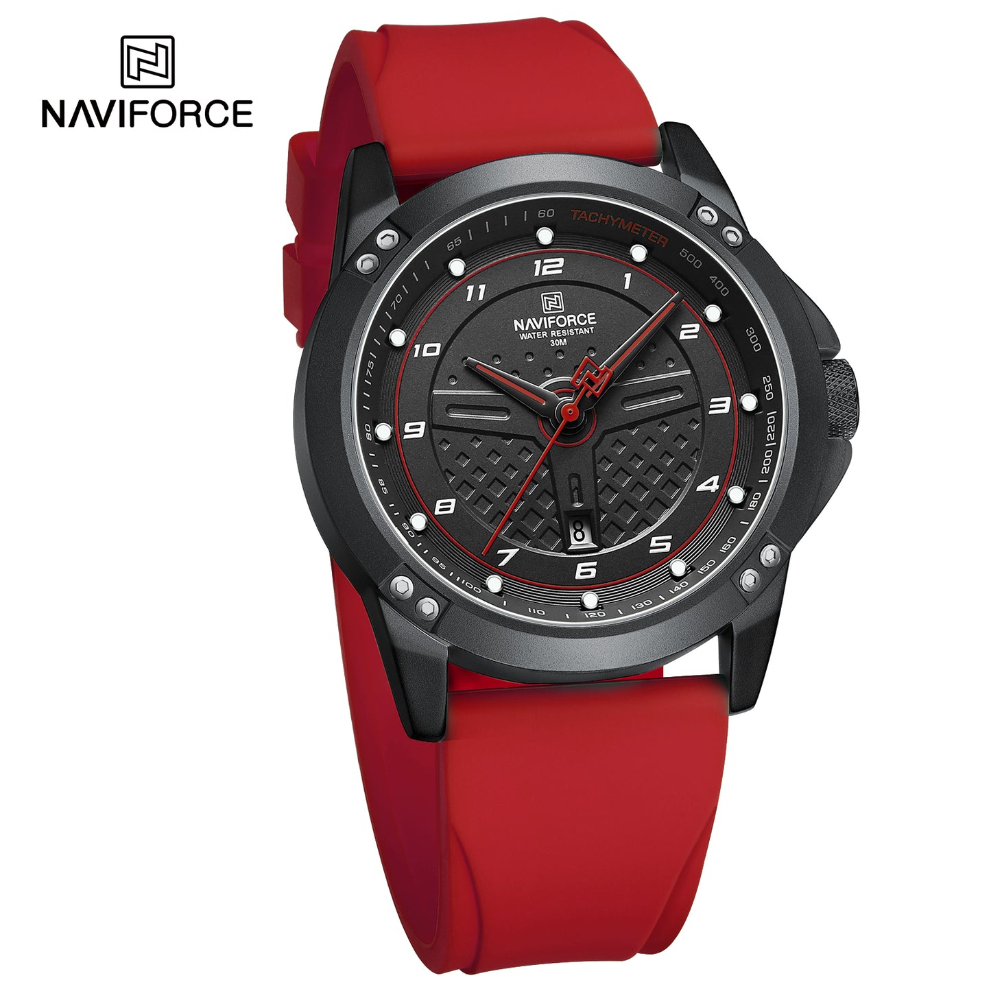 Naviforce 8031 Trendy Men Silicon Watch - Red