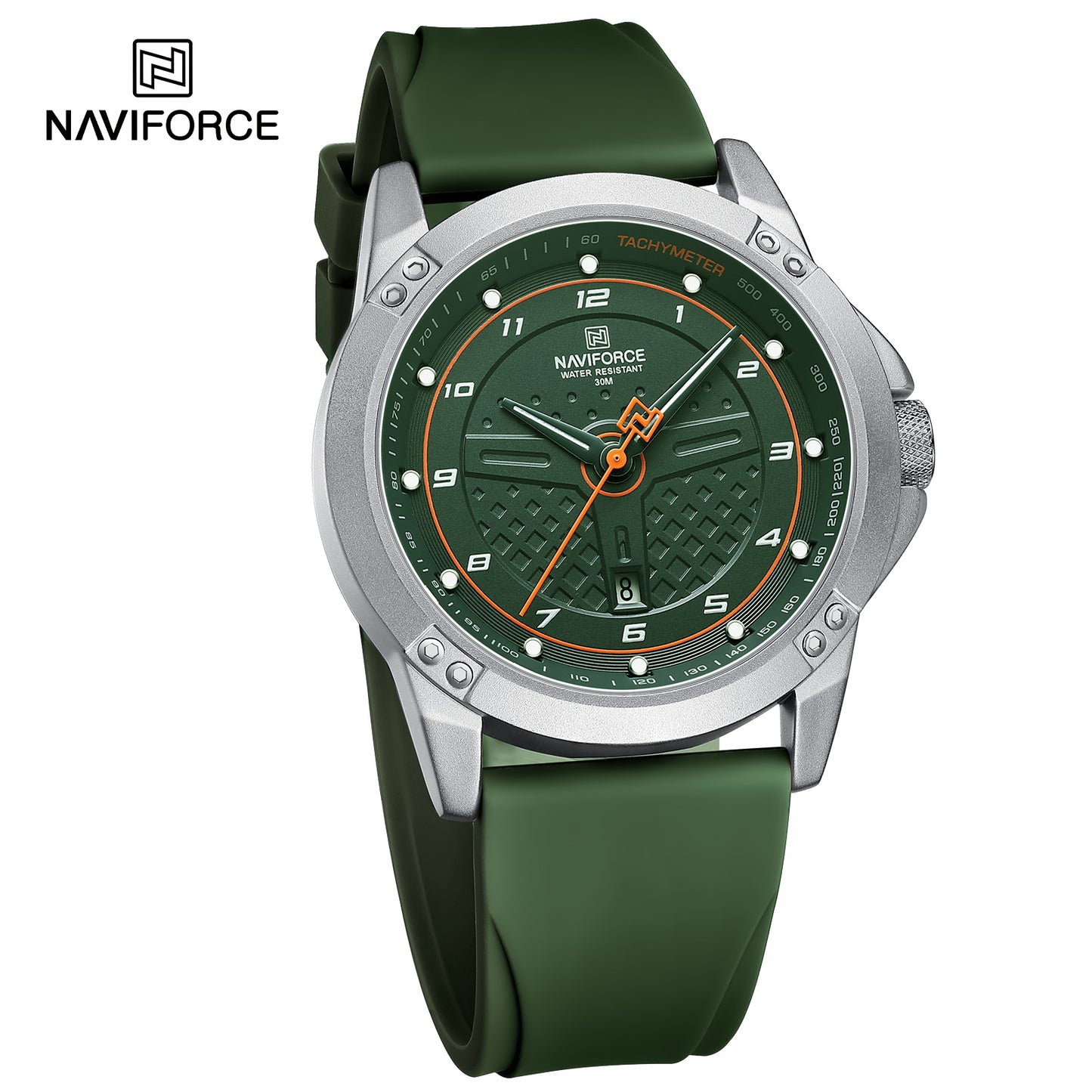 Naviforce 8031 Trendy Men Silicon Watch - Green