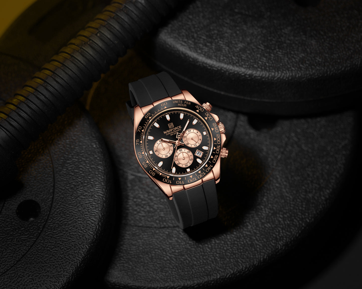 Naviforce 8054 Zenith Men Watch - Black RoseGold