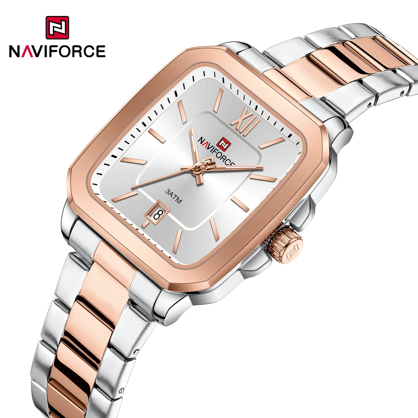 Naviforce 9239 Cupid Couple (Male) Watch - Silver RoseGold