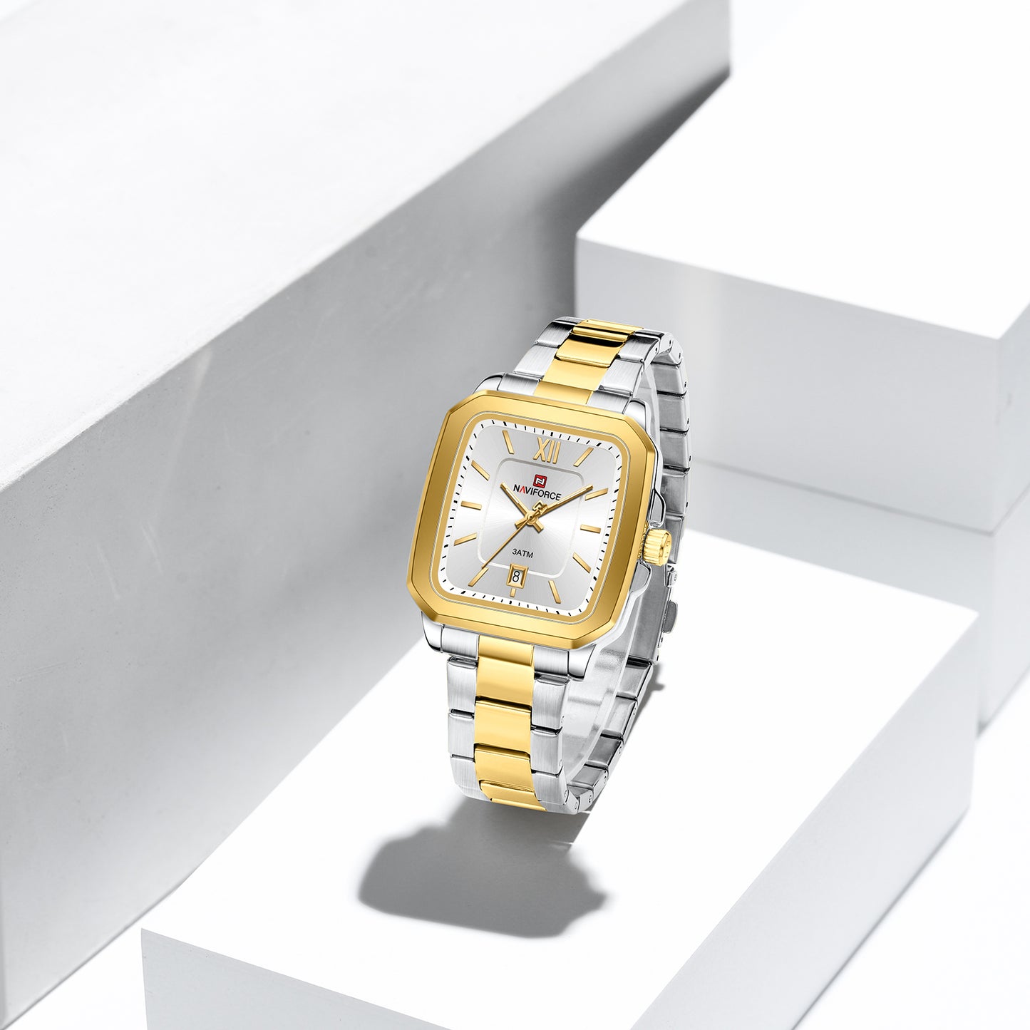 Naviforce 9239 Cupid Couple (Male) Watch - Silver Gold