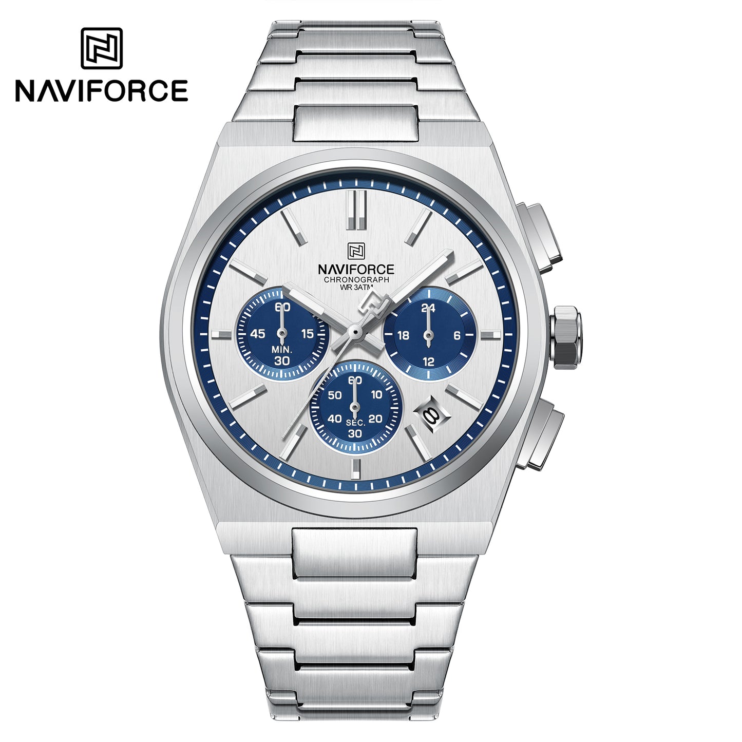 Naviforce 8048 Cupid Couple Watch - Silver Blue