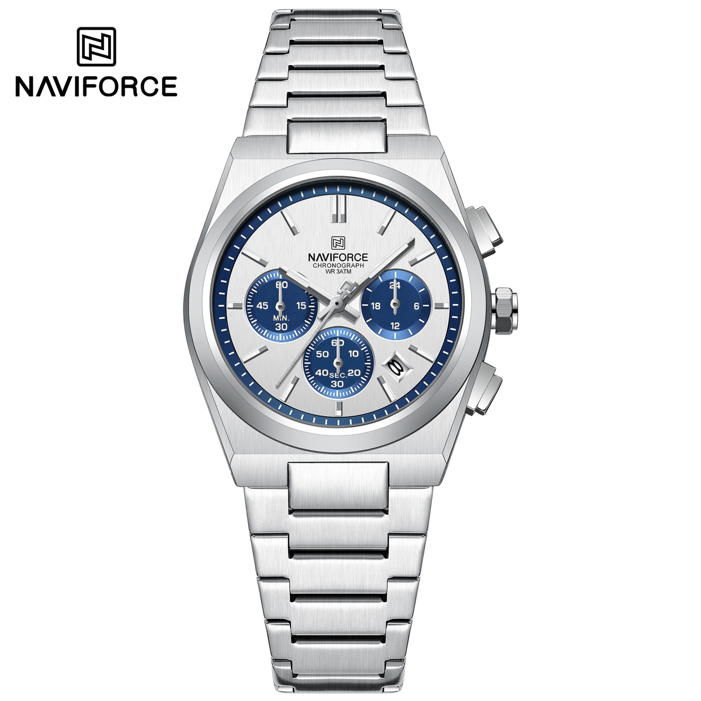 Naviforce 8048 Cupid Couple Watch - Silver Blue