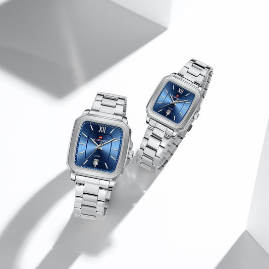 Naviforce 9239 Cupid Couple Watch - Silver Blue