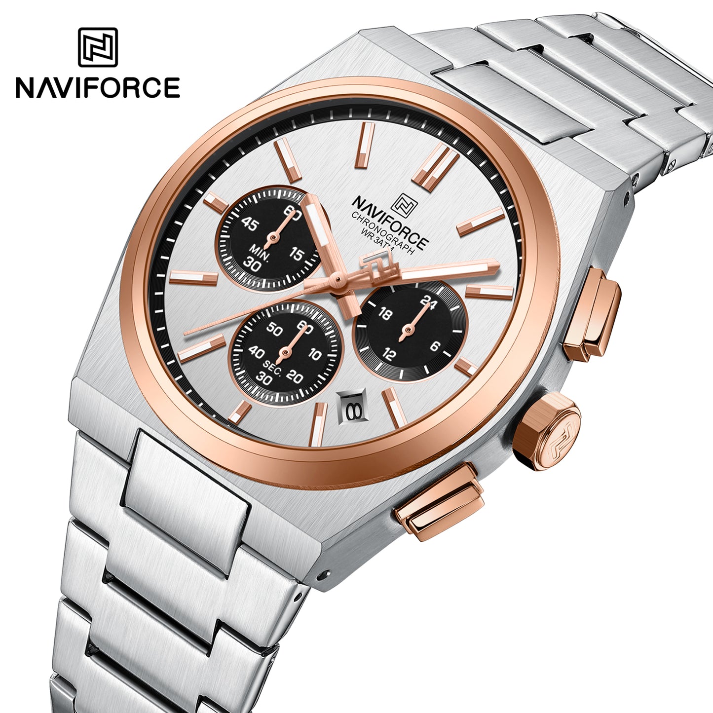 Naviforce 8048 Cupid Couple Watch - Silver RoseGold