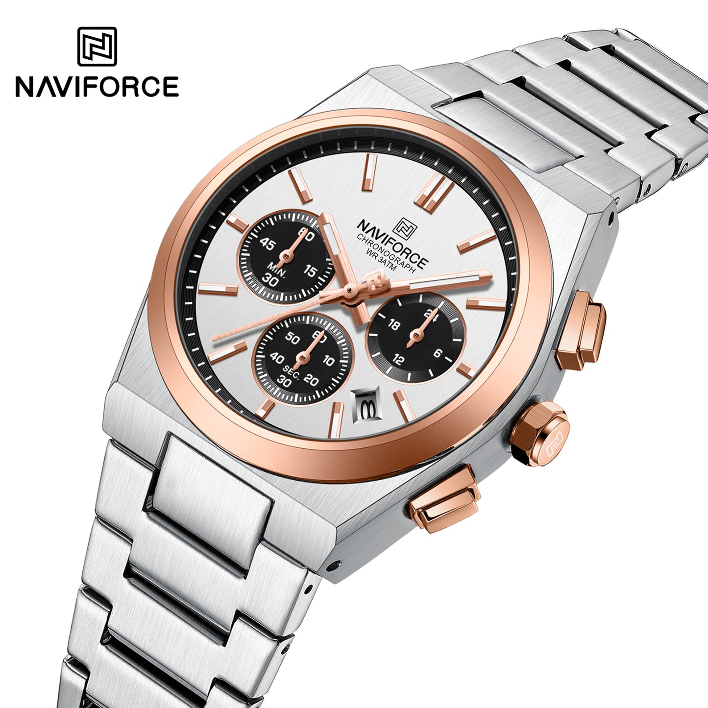 Naviforce 8048 Cupid Couple Watch - Silver RoseGold