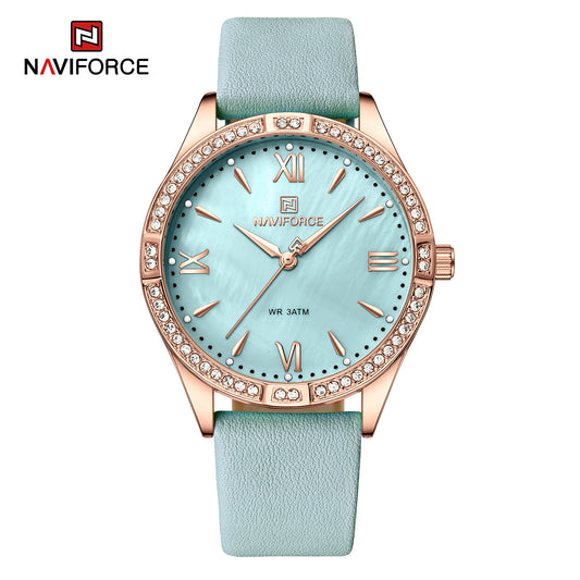 Naviforce 5038 Elevation Women Leather Watch - Blue