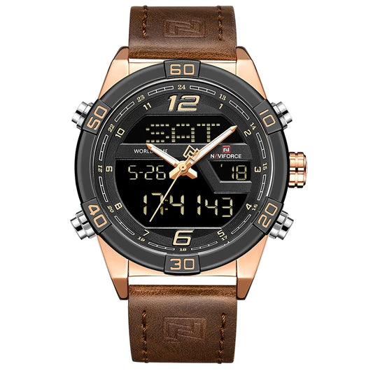 Naviforce 9128 Gambit Men Leather Watch - Brown